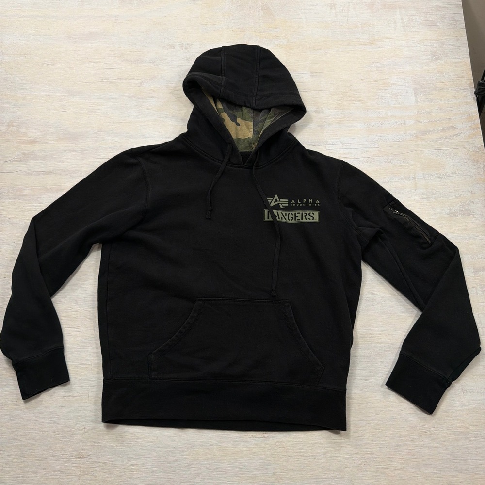 Alpha Industries Hoodie Texas Rangers M New Era Camo Hood Utility Pocket Black